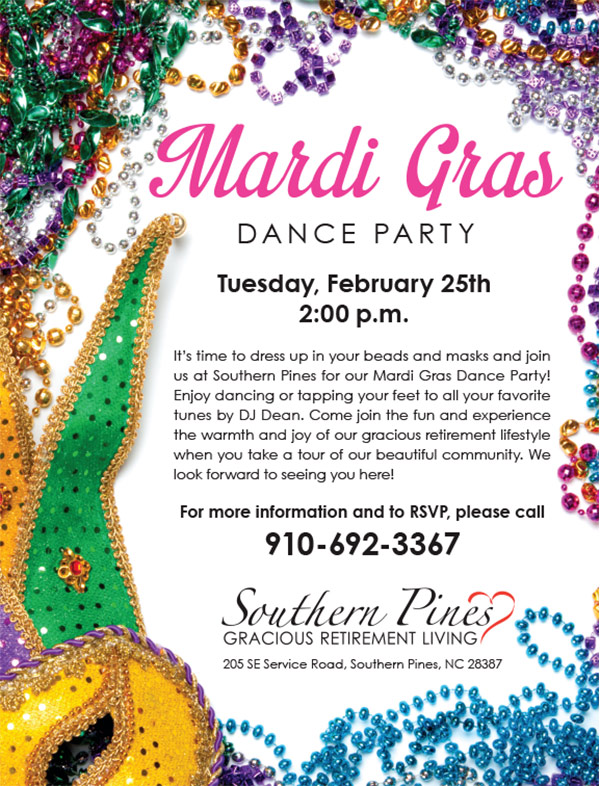 Southern Pines Gracious Retirement Living - Mardi Gras Dance Party