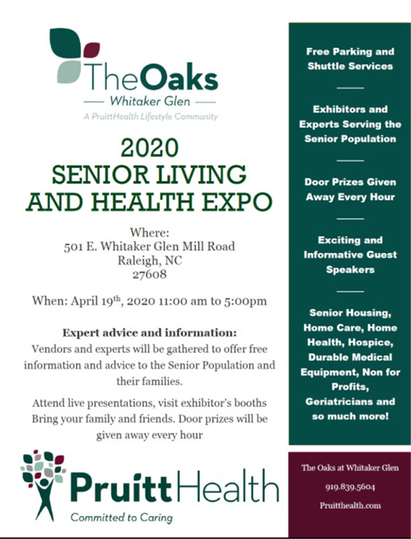 The Oaks at Whitaker Glen - Senior Living & Health Expo Flyer