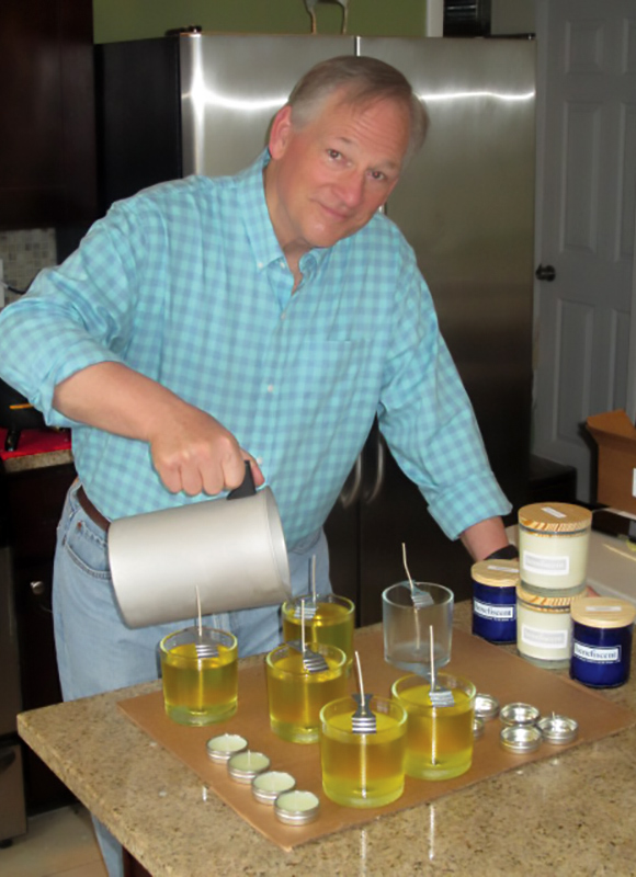 Taylor Graustein's dad making candles